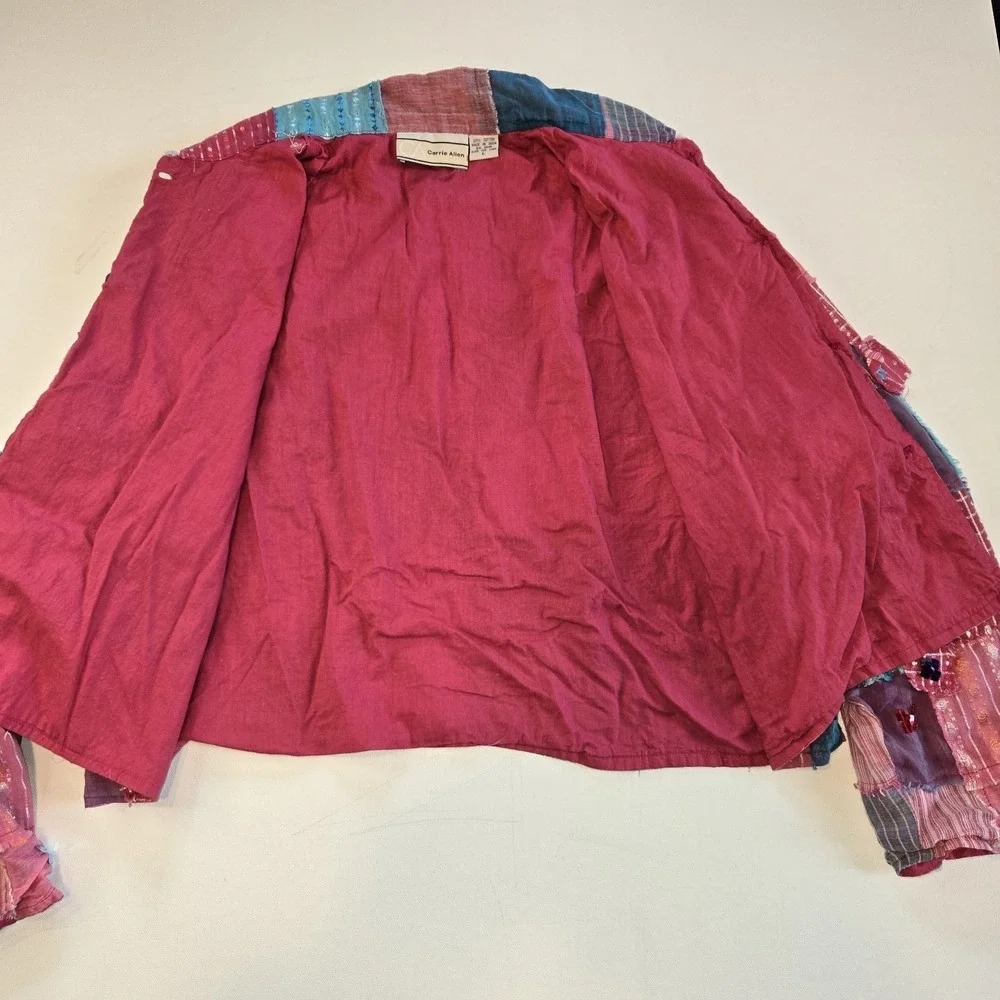 Carrie‎ Allen Patchwork Sequined Button Down Collared Blouse Womens Size Large - Picture 7 of 8